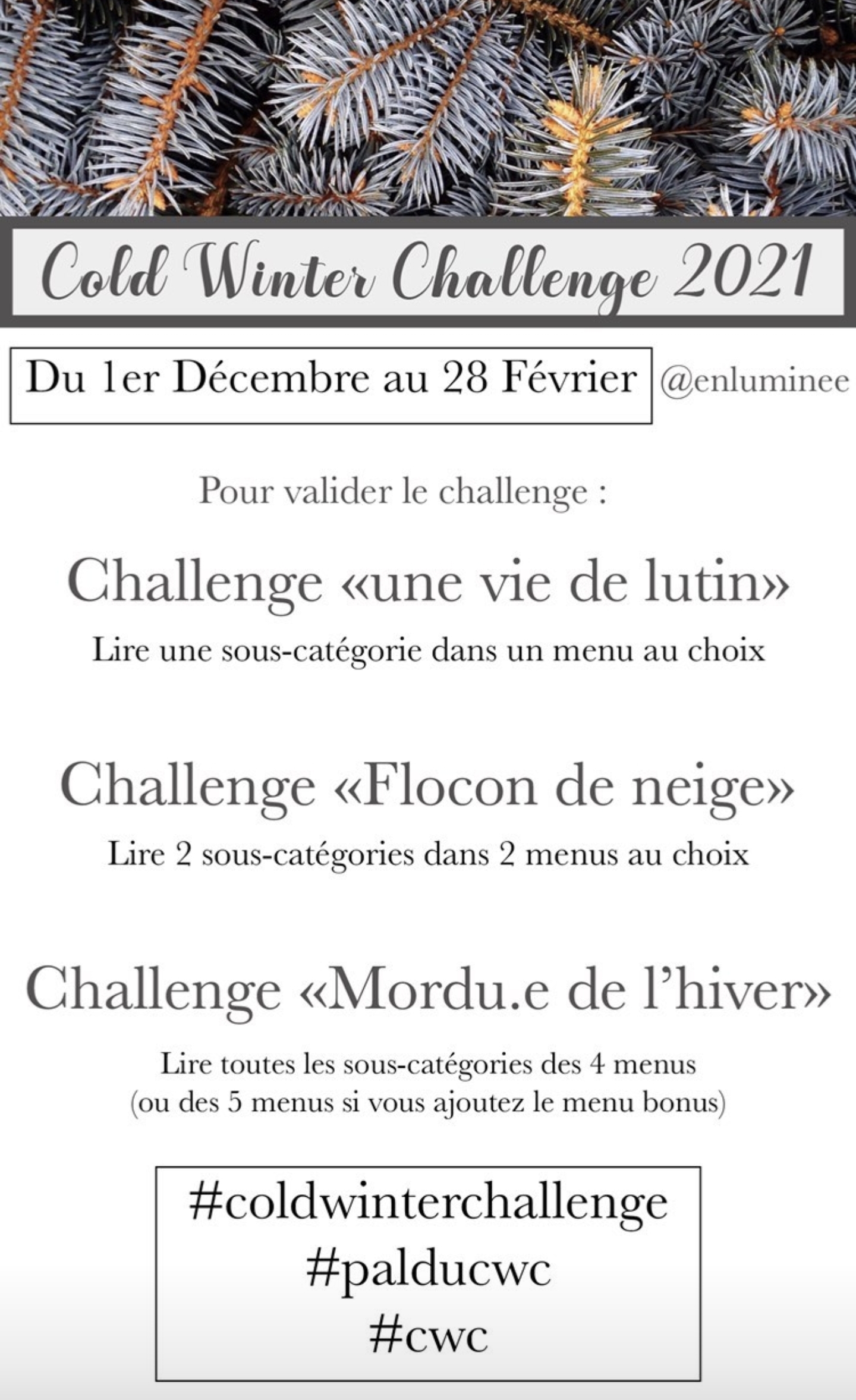 Cold Winter Challenge 2021 - Pour valider le challenge