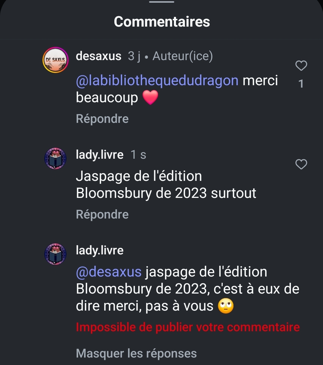 "impossible de publier votre commentaire"